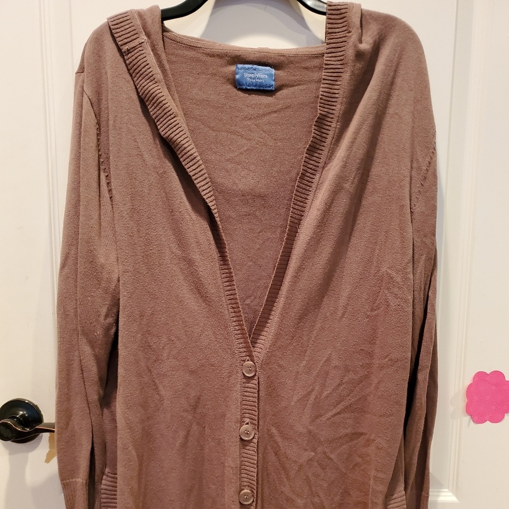 Hooded, brown, cardigan